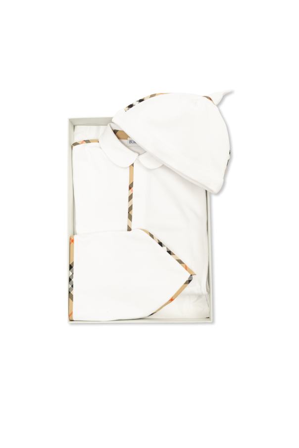 Burberry Kids Baby set: sleepsuit, hat and bib