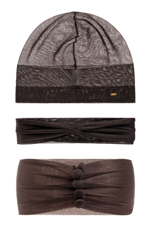 Conjunto: gorro, faixa de cabeça e choker