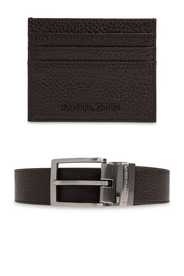 Leather set: belt and cardholder od Emporio Armani