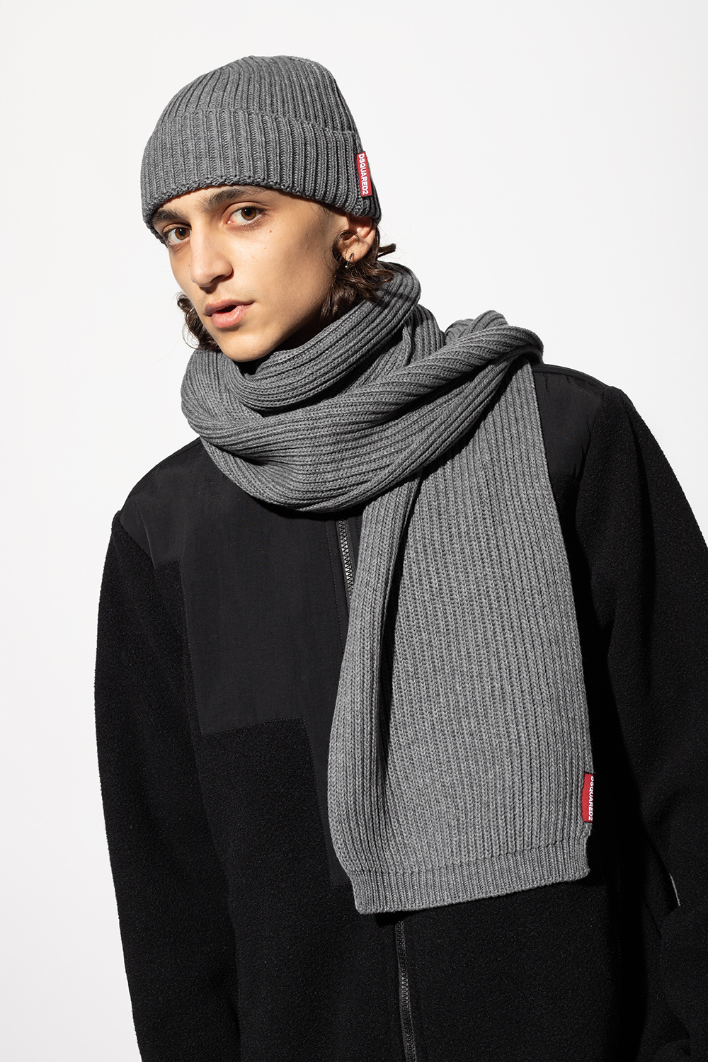 Dsquared2 Cotton-Wool Beanie And Scarf Set
