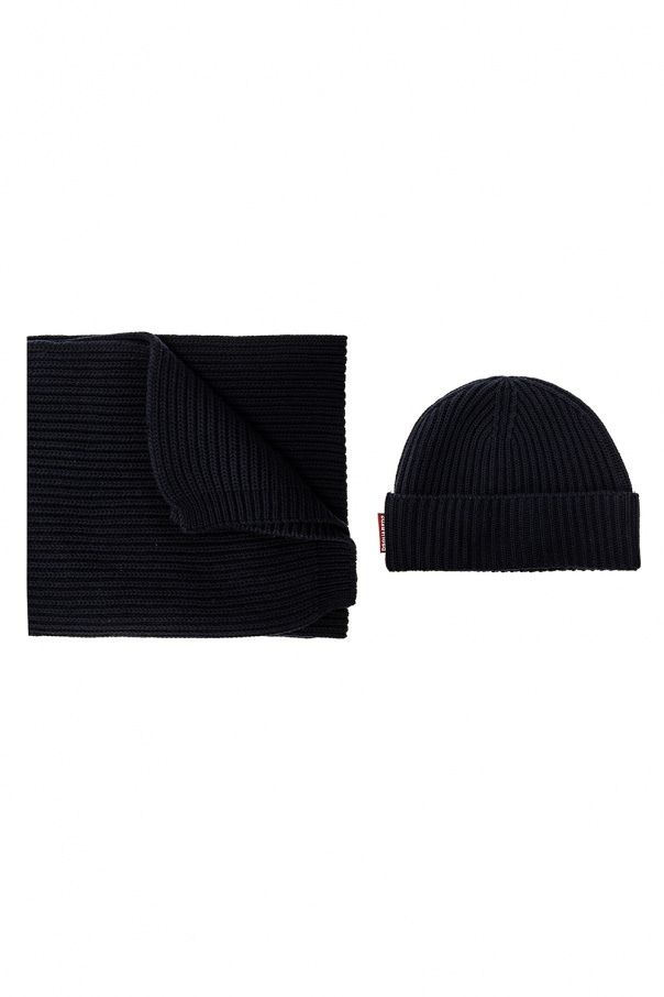 Dsquared2 ribbed-knit hat and scarf set