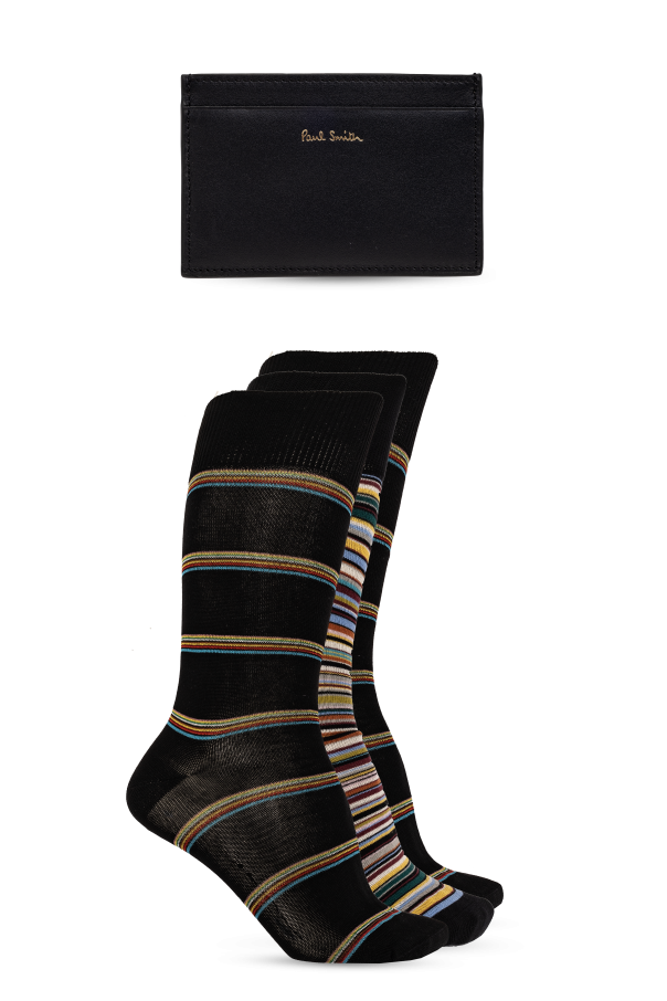 Paul Smith Set: Card Case and Three-Pack of Socks