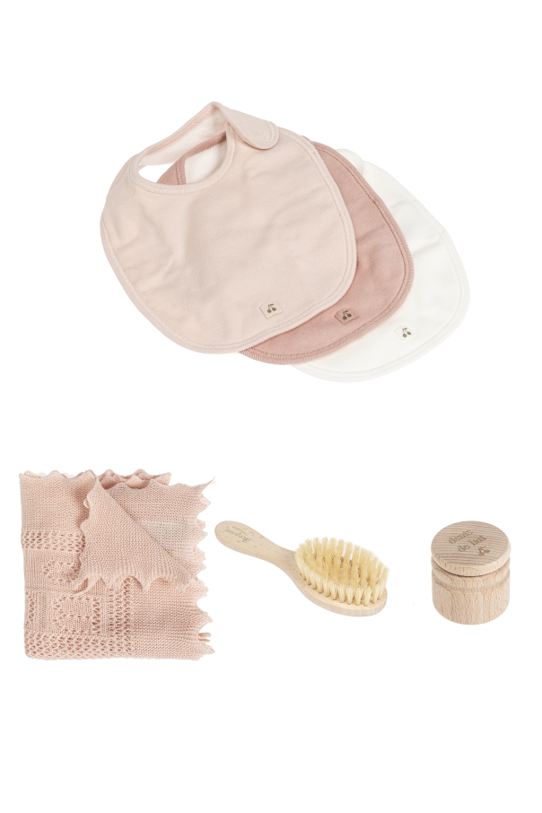 Bonpoint  Set: blanket, bibs, brush and milk teeth container