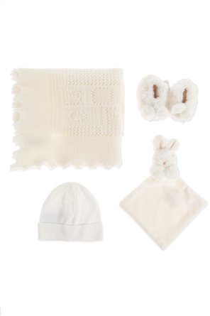 Set: blanket, plush toy, slippers and cap