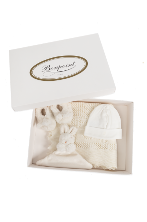 Bonpoint  Set: blanket, plush toy, slippers and cap